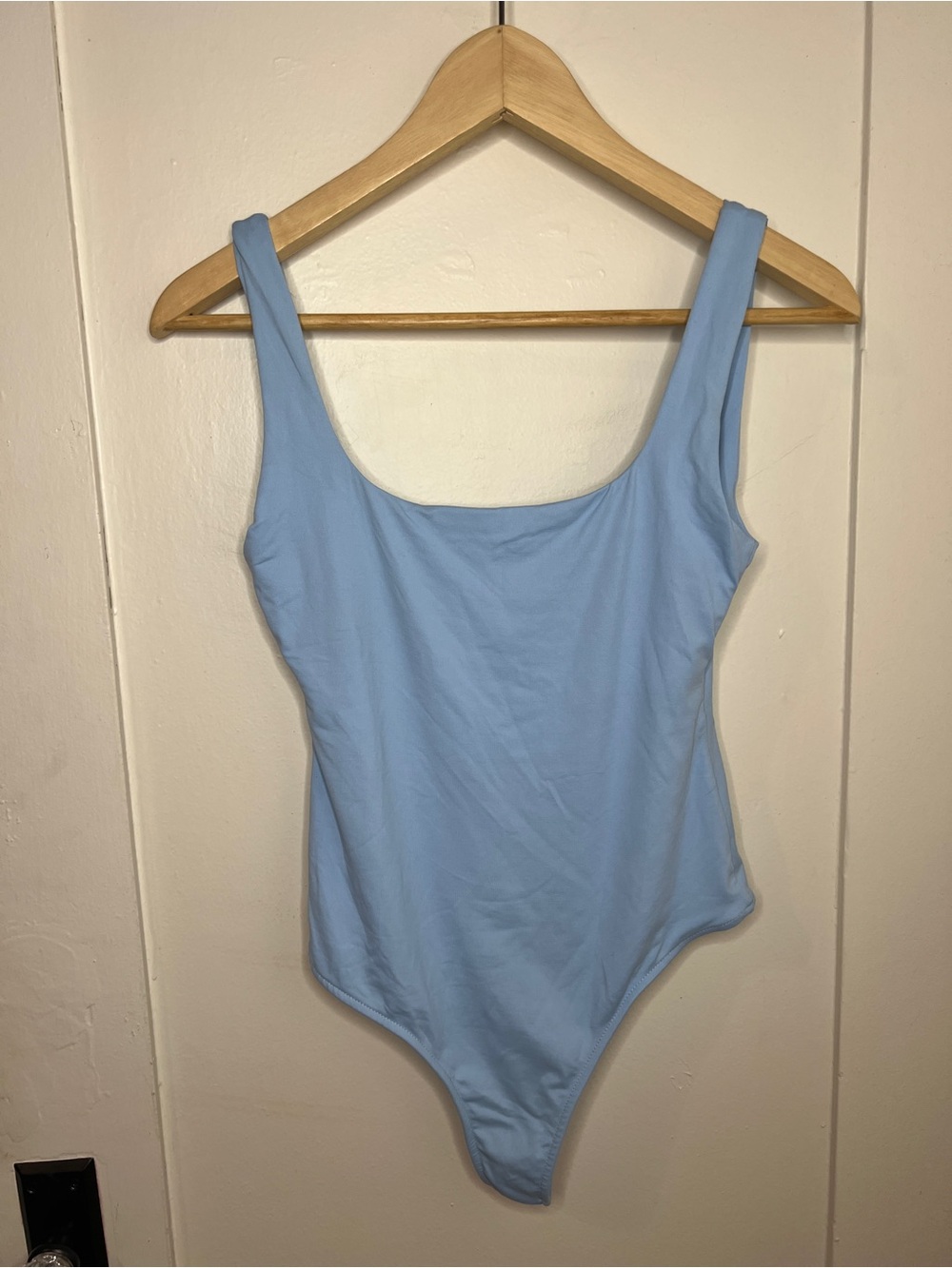 Zara Pale Blue Scoop-Neck Bodysuit